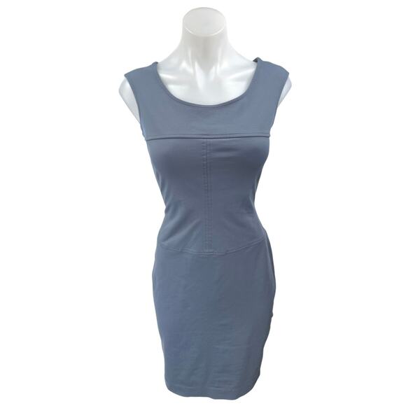 Cynthia Rowley Blue Gray Sleeveless Back Zip Mini Bodycon Tank Sheath Dress XS - Picture 1 of 4